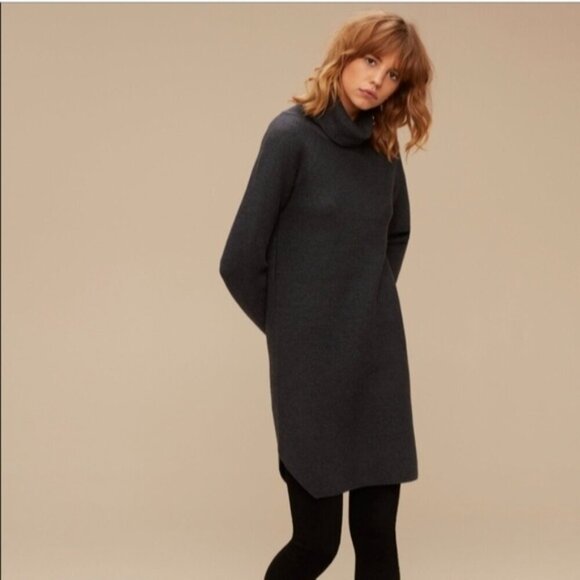 WILFRED Bianca Dress Sweater Long Sleeve Mini Grey Aritzia XS - Picture 3 of 11